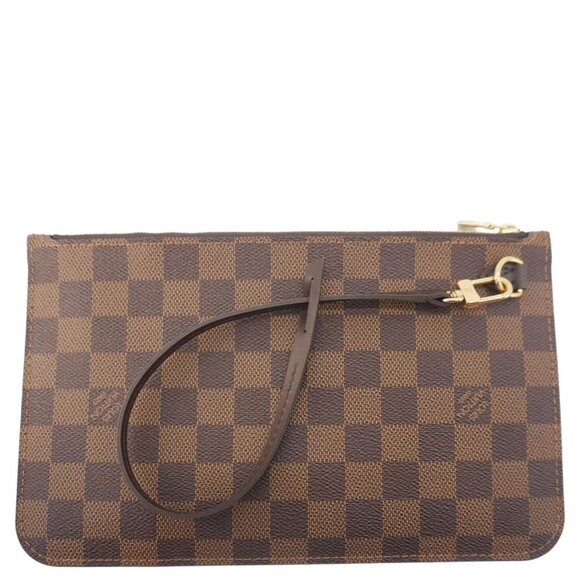 Louis Vuitton  Wristlet Pochette Damier Ebene Pouch Brown - Picture 1 of 11
